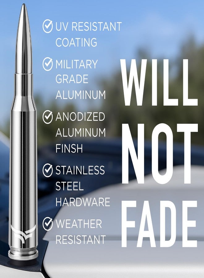 EcoAuto 50 Cal Badass Bullet Antenna® Fits Chevy Silverado & GMC Sierra Truck Accessories — Short Replacement Antenna for Trucks — Chevy Silverado 1500 Accessories — Ditch The Whip & Upgrade Your Truck - Image 3